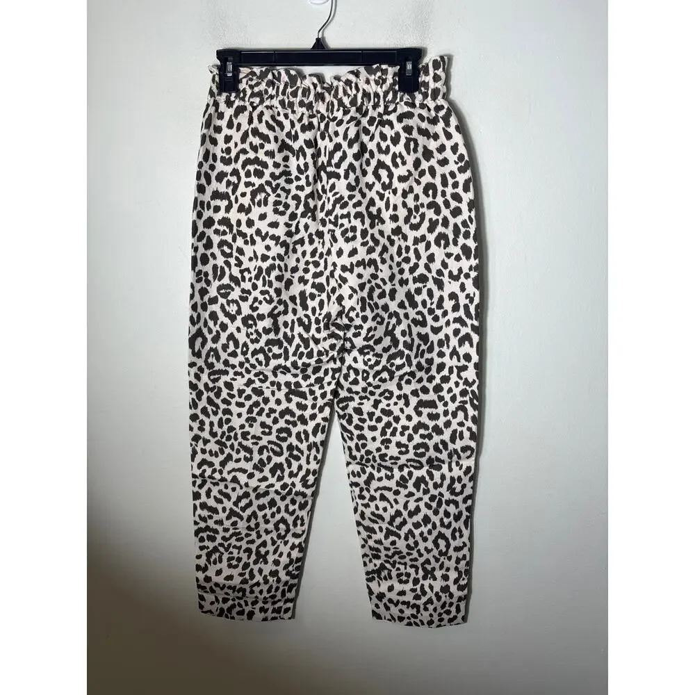 J. Crew Cream and Brown Cheetah Print Slacks Sz 2